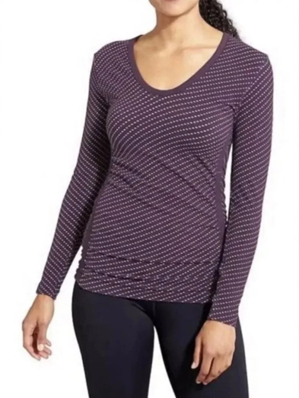 Athleta Dottie Ruched Active Long Sleeve Top in Plum